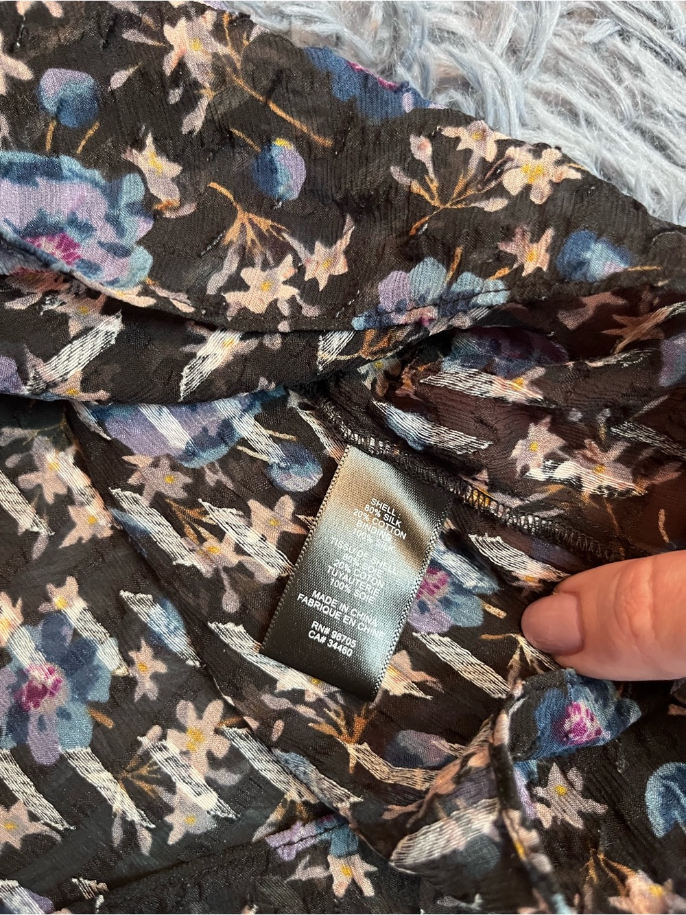 Rebecca Taylor Womens Solstice Dark Floral Pullover Silk Blouse Size 12 - Picture 6 of 6